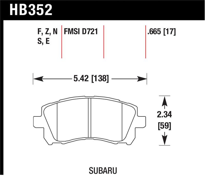 Subaru Legacy Brake Pads - Hawk Performance - Performance Ceramic - `97-`02